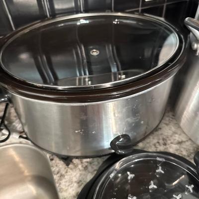 Crock pots shredded meats helper and huge pot