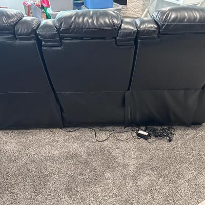 Leather 3 person power reclining sofa with lights