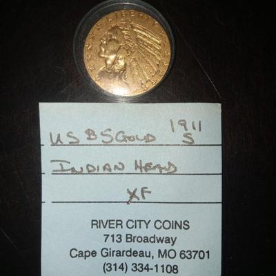 1911 $5.00 Gold Indian Head Coin