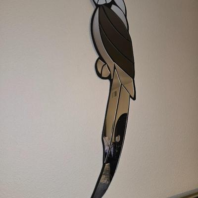 Mirror parrot wall piece.