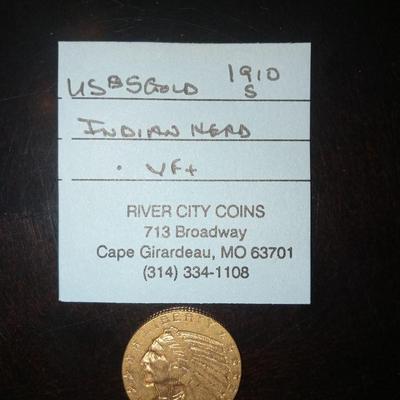 1910 S Indian Head $5.00 gold coin
