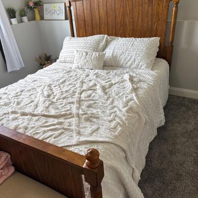 Queen Size memory foam mattress boxspring with head and foot boards