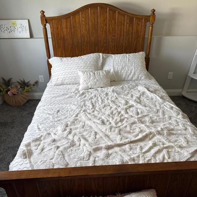 Sale Photo Thumbnail #646: Queen size memory foam mattress, boxspring with head and foot boards.