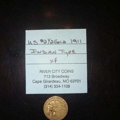 1911 Indian Head $2 1/2 gold coin