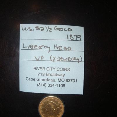 1879 Liberty head $ 2 1/2 dollar gold coin