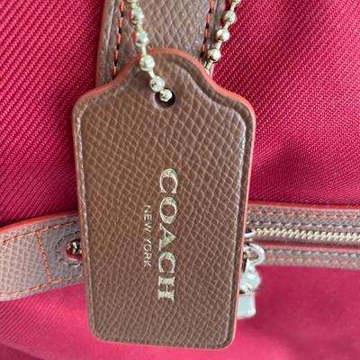 Red canvas Coach bag
