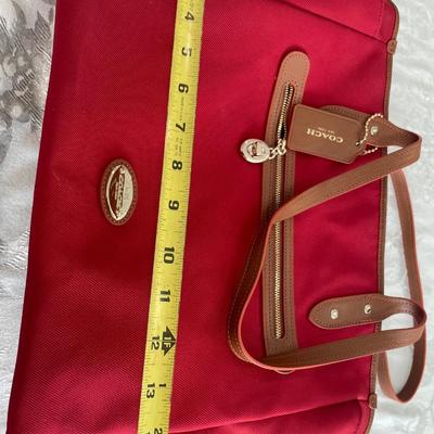 Red canvas Coach bag