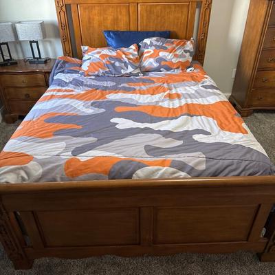 Queen Bed with mattress box spring head and foot board