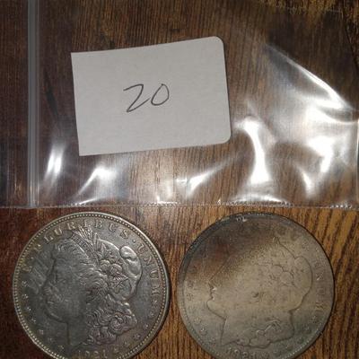 2 1921 D Morgan Dollars