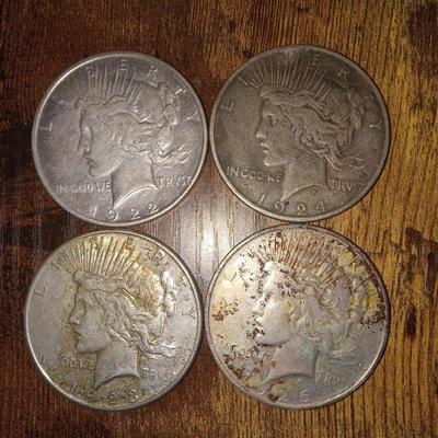1922,1923,1924,1926 peace dollars