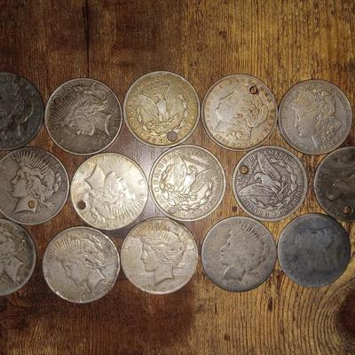 15 morgan and peace dollars