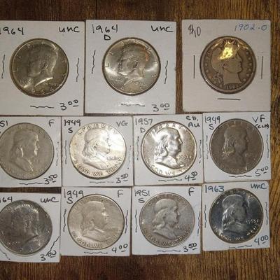 11 silver half dollars