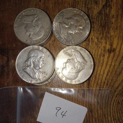 20 Franklin half dollars
