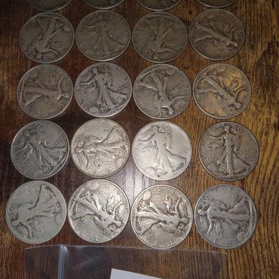 20 walking liberty 1/2 dollars