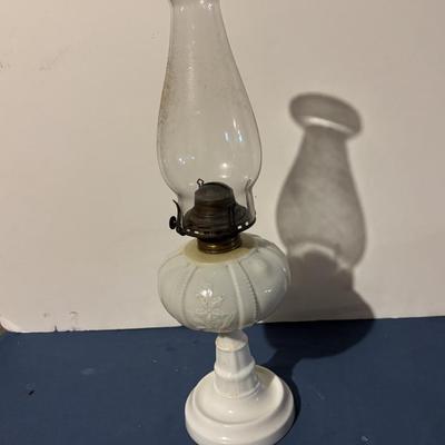 Vintage Milk Glass Kerosene Lamp