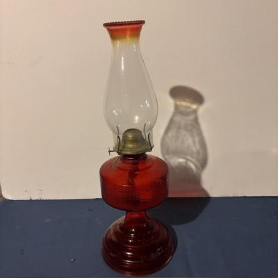 Vintage Red Glass Oil Lamp