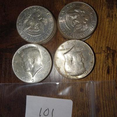 20 Kennedy half dollars