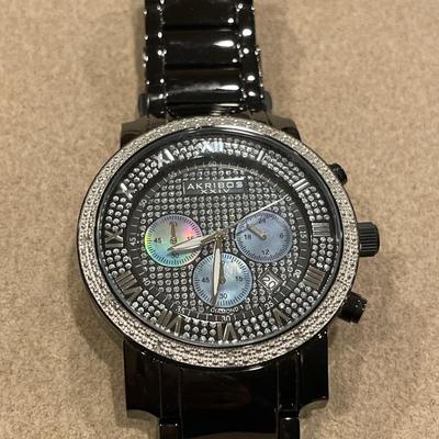 Small & Large Akribos XXIV black tone watch