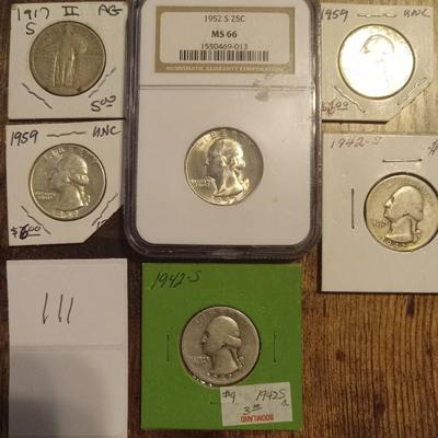 6 silver quarters