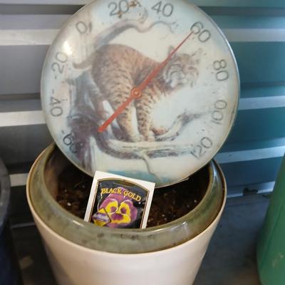 Outdoor Garden Lot – Planters, Owl Decoy, Thermometer ,snake and mole repellent
