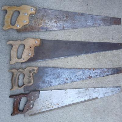 Lot of 4 Vintage Hand Saws – Mixed Condition
