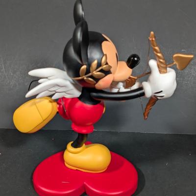 LOT 2B: Valentine Home Decor, Disney Store Exclusive Rare Mickey Mouse Cupid In Love Figurine, Heart Kitchen Towel, Table Runner,...