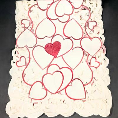 LOT 2B: Valentine Home Decor, Disney Store Exclusive Rare Mickey Mouse Cupid In Love Figurine, Heart Kitchen Towel, Table Runner,...