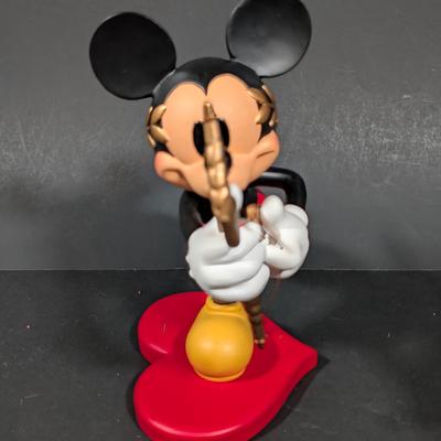 LOT 2B: Valentine Home Decor, Disney Store Exclusive Rare Mickey Mouse Cupid In Love Figurine, Heart Kitchen Towel, Table Runner,...