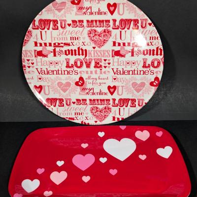 LOT 2B: Valentine Home Decor, Disney Store Exclusive Rare Mickey Mouse Cupid In Love Figurine, Heart Kitchen Towel, Table Runner,...