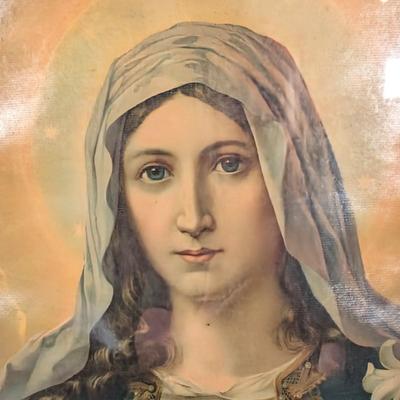 LOT 5B: Vintage/Antique Immaculate Heart Of Mary & Jesus Sacred Heart Framed Prints