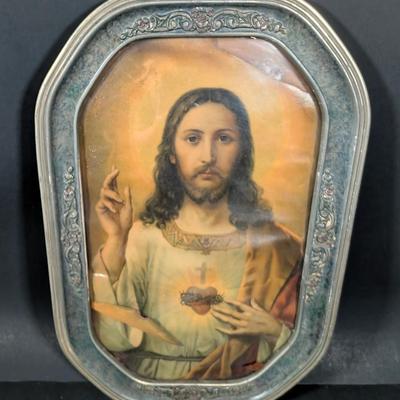 LOT 5B: Vintage/Antique Immaculate Heart Of Mary & Jesus Sacred Heart Framed Prints