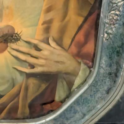 LOT 5B: Vintage/Antique Immaculate Heart Of Mary & Jesus Sacred Heart Framed Prints