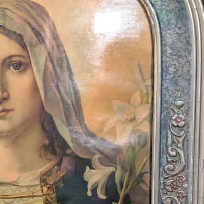 LOT 5B: Vintage/Antique Immaculate Heart Of Mary & Jesus Sacred Heart Framed Prints