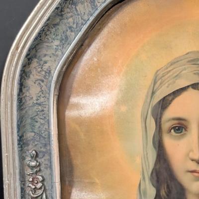 LOT 5B: Vintage/Antique Immaculate Heart Of Mary & Jesus Sacred Heart Framed Prints