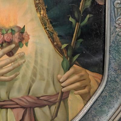 LOT 5B: Vintage/Antique Immaculate Heart Of Mary & Jesus Sacred Heart Framed Prints