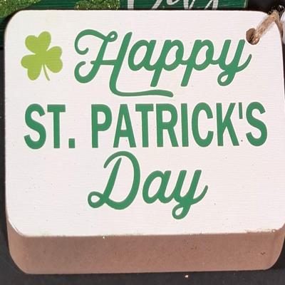 LOT 6B: Large Assortment Of St. Patrick's Day Home Decor, Kitchen Towels, Melamine Shamrock Plate, Ceramic Leprechaun Tea Light...