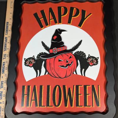 LOT 8B: Large Assortment Of Halloween Home Decor, Beautifully Made Witch Over 3 Ft. Tall, Ceramic Pumpkins, Mickey Mouse & Glass...