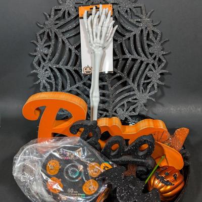 LOT 8B: Large Assortment Of Halloween Home Decor, Beautifully Made Witch Over 3 Ft. Tall, Ceramic Pumpkins, Mickey Mouse & Glass...