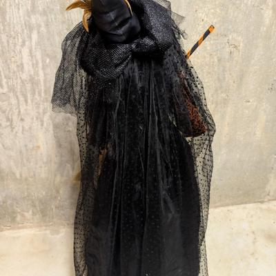 LOT 8B: Large Assortment Of Halloween Home Decor, Beautifully Made Witch Over 3 Ft. Tall, Ceramic Pumpkins, Mickey Mouse & Glass...