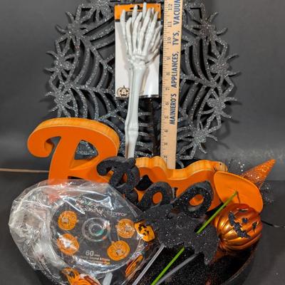 LOT 8B: Large Assortment Of Halloween Home Decor, Beautifully Made Witch Over 3 Ft. Tall, Ceramic Pumpkins, Mickey Mouse & Glass...