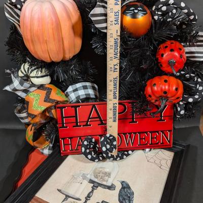 LOT 8B: Large Assortment Of Halloween Home Decor, Beautifully Made Witch Over 3 Ft. Tall, Ceramic Pumpkins, Mickey Mouse & Glass...