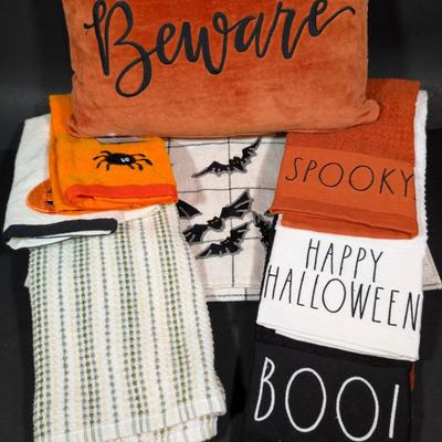 LOT 8B: Large Assortment Of Halloween Home Decor, Beautifully Made Witch Over 3 Ft. Tall, Ceramic Pumpkins, Mickey Mouse & Glass...