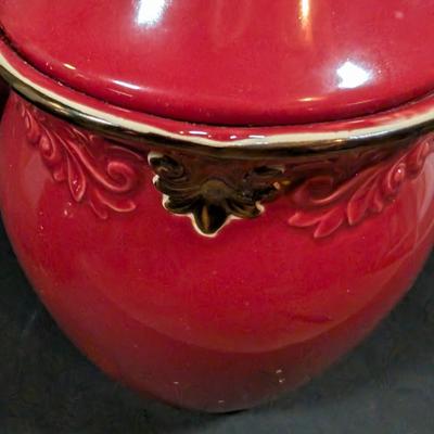 LOT 9B: Lovely Karidesign Burgundy Red Canister Set
