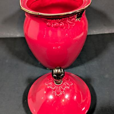 LOT 9B: Lovely Karidesign Burgundy Red Canister Set