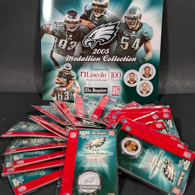 LOT 12B: 2005 Philadelphia Eagles Legends Medallion Collection, Complete Set Of All 25 Medallions & A Spare Collection Album