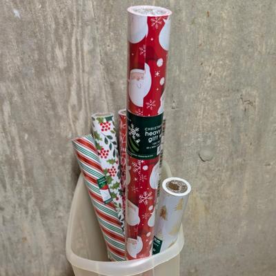 LOT 13B: 3 Drawer Plastic Storage Container On Wheels Containing Ribbons, Bows, Holiday Tags, Gift Bags & More Along With A Plastic...