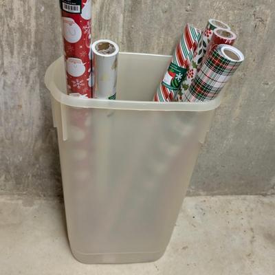 LOT 13B: 3 Drawer Plastic Storage Container On Wheels Containing Ribbons, Bows, Holiday Tags, Gift Bags & More Along With A Plastic...