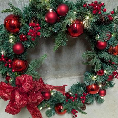 LOT 14B: Wreaths Galore, Patriotic, Christmas & Fall Styles, Large Christmas & Fall Wreaths Are NIB, Smaller Battery-Operated...