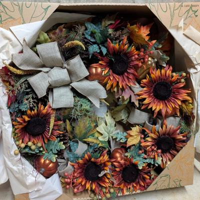LOT 14B: Wreaths Galore, Patriotic, Christmas & Fall Styles, Large Christmas & Fall Wreaths Are NIB, Smaller Battery-Operated...