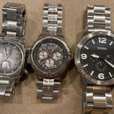 2 Fossil & 1 Guess watches